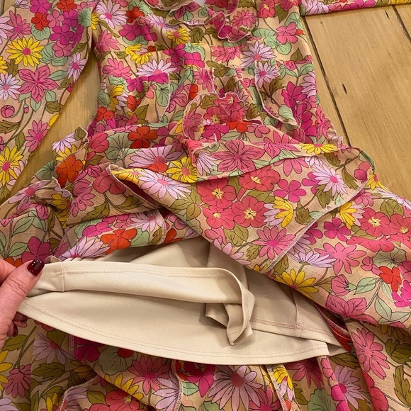 Show Me Your MuMu Ruffle Garden Maxi Pink Grn Long Wide Sleeves New Small - Picture 6 of 15